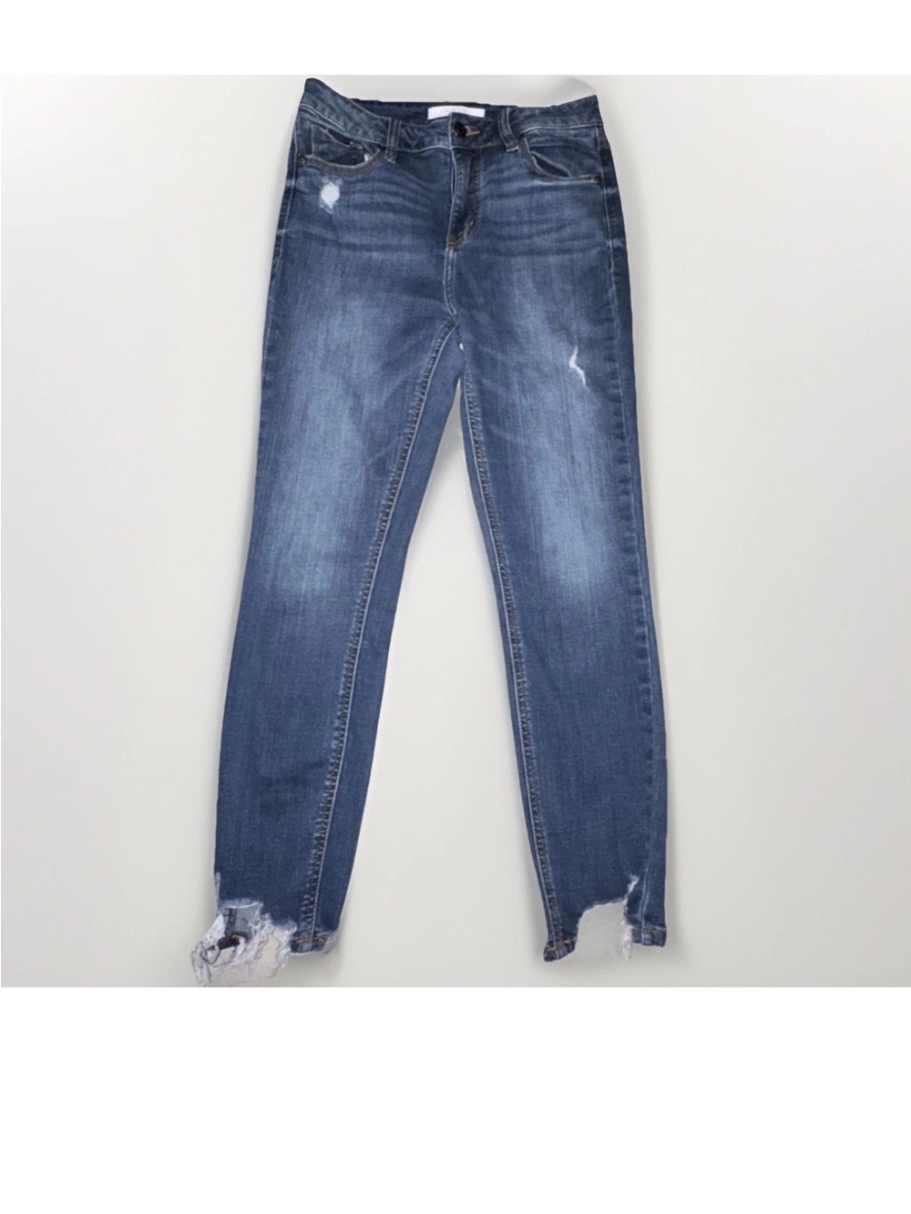 Eunina Dark Blue Distressed Skinny Jeans Clara High Rise Distressed Denim